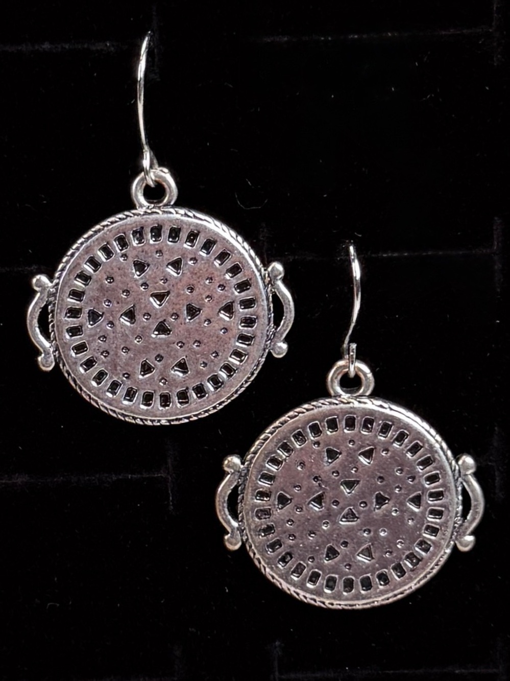 Vintage Aged Silvertone bohemian chic dangle pierced earrings